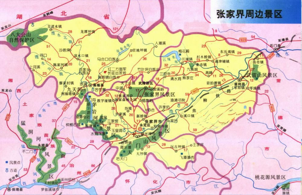 张家界自助游 - 张家界地区及周边地图